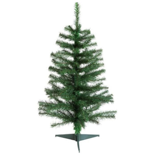 Pack decoración navidad: abeto verde 100 cm con base + lote de 12 bolas navideñas de 40 mm. diseño surtido + 2 guirnaldas espumillón plata 2 m + estr