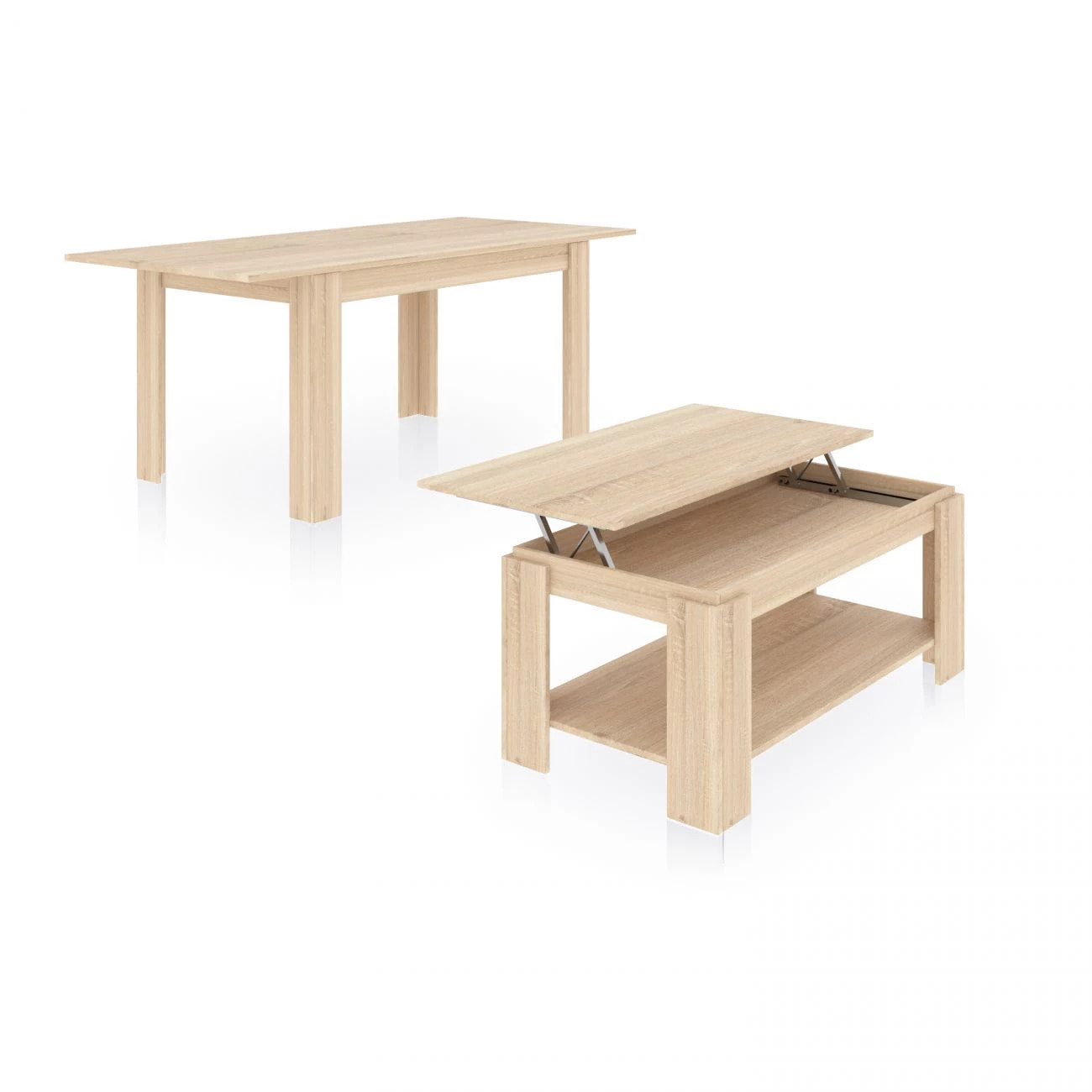 Pack mesa de comedor 140 y mesa de centro Lya Roble Canadian