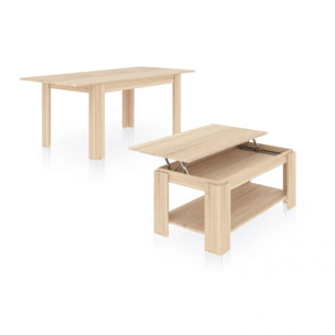 Pack mesa de comedor 140 y mesa de centro Lya Roble Canadian