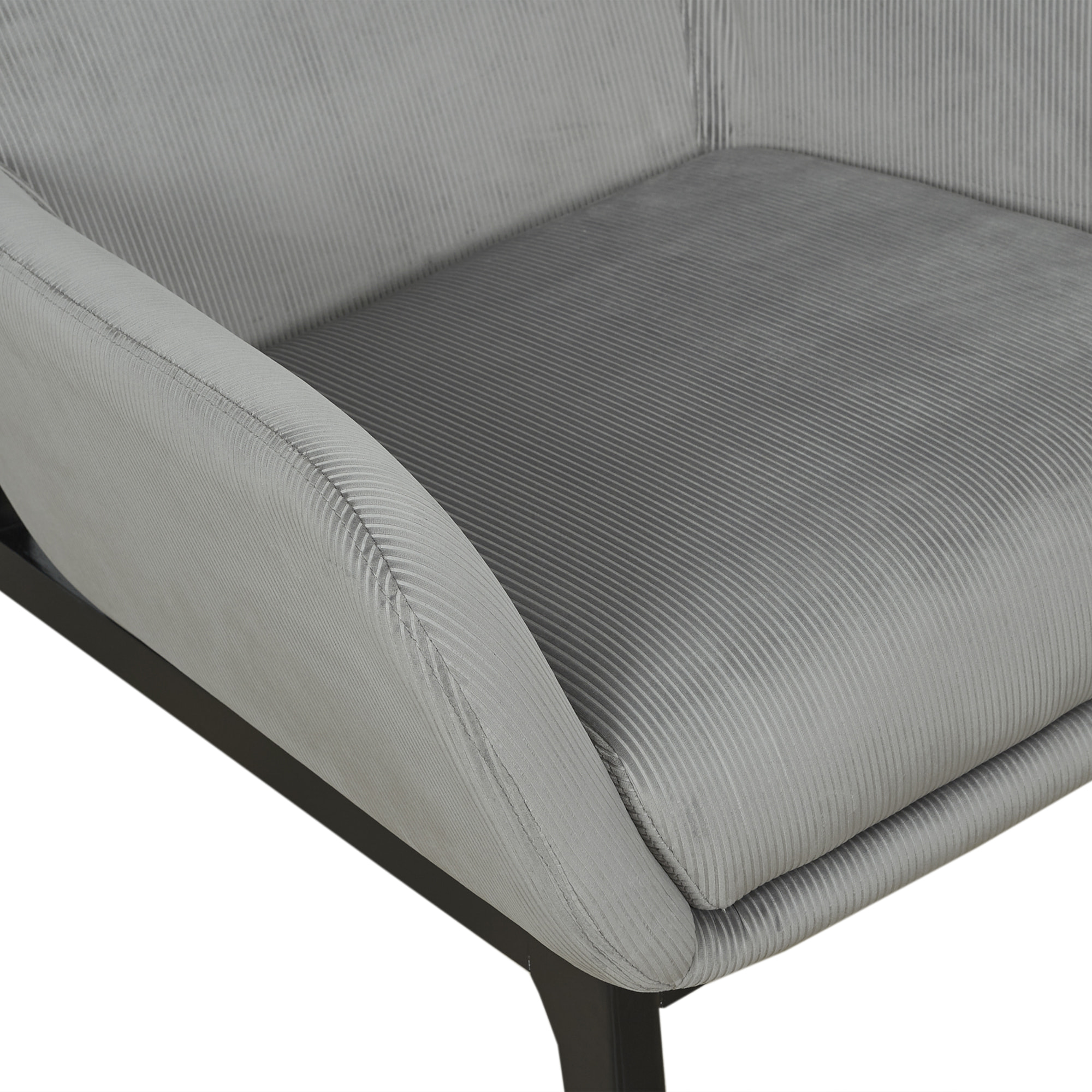 Fauteuil Velours Cotele Roma Gris Fonce