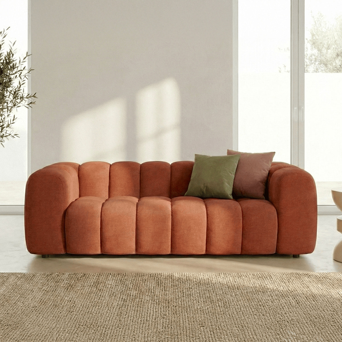 Canapé droit 3 places en tissu chenille - NUVOLA