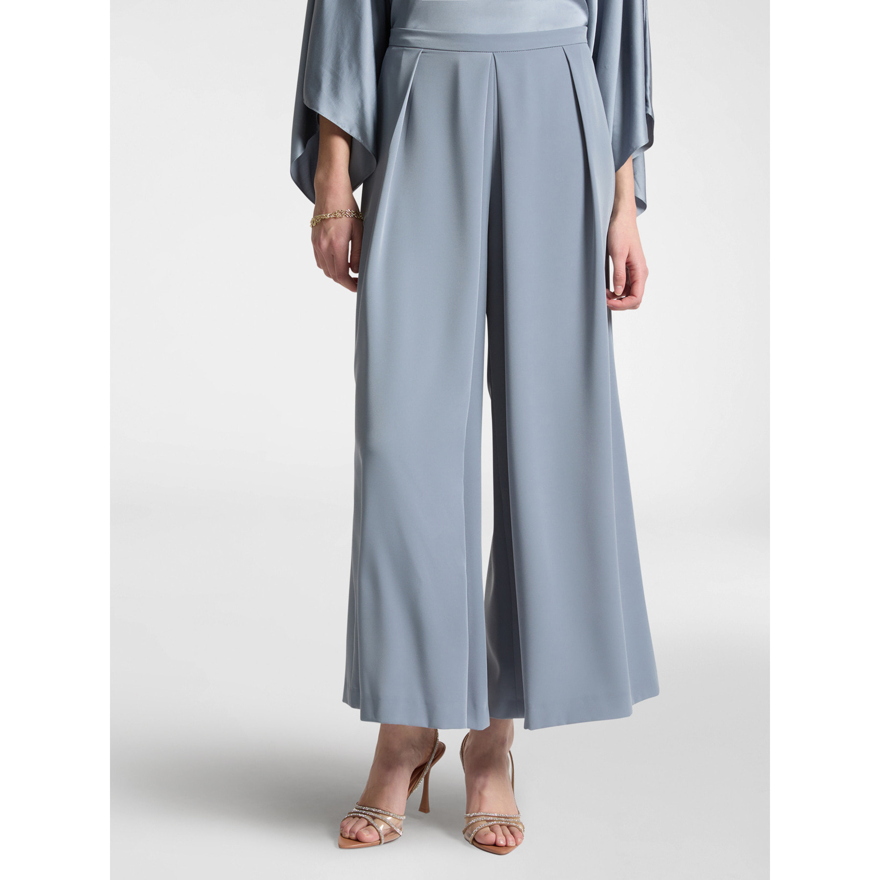 Elena Mirò - Pantaloni ampi cropped con pieghe - Grigio