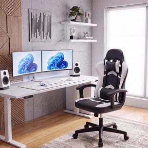 Silla gaming reclinable y con altura ajustable en negro y blanco Raptor Negro - Blanco