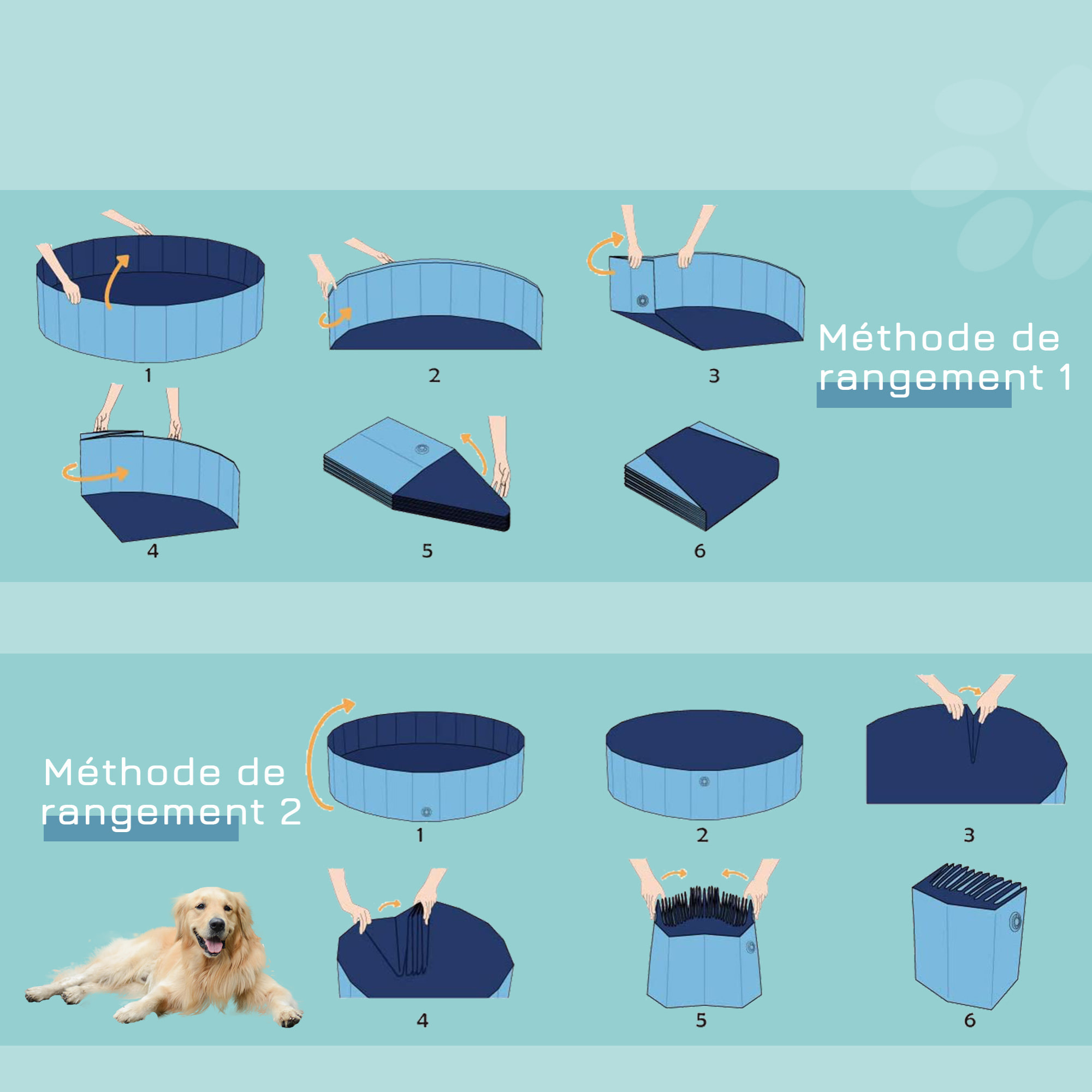 Piscine pour chien bassin PVC pliable anti-glissant facile à nettoyer diamètre 80 hauteur 20 cm bleu