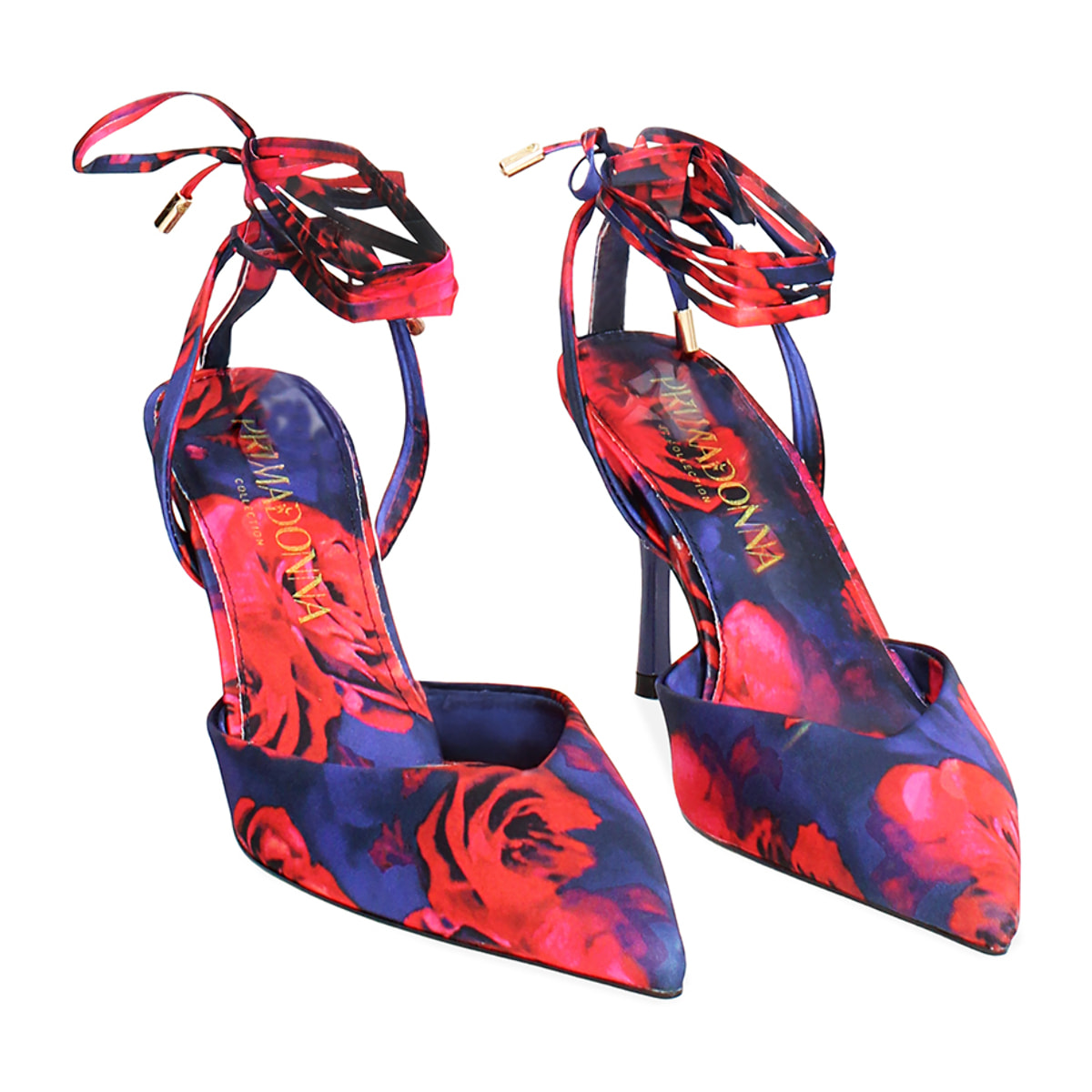Décolleté slingback blu-rosso tacco 8,5 cm