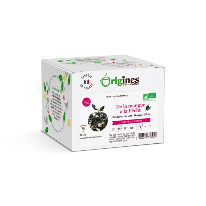 De la mangue à la pêche - Thés noir et vert Bio - Infusettes 15x2g