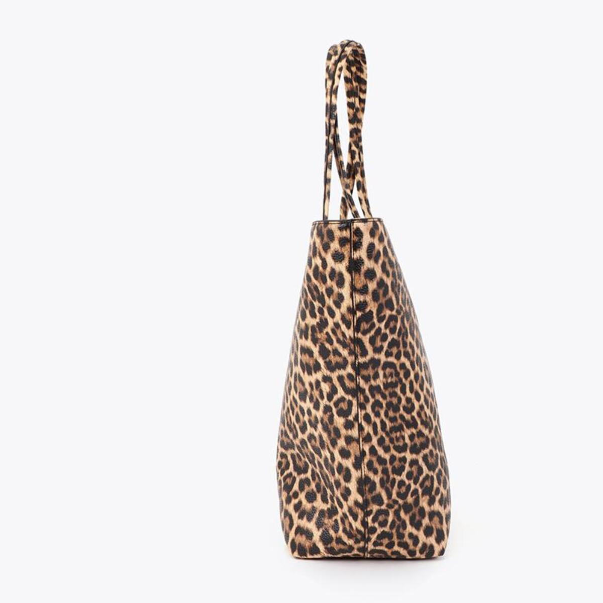 Borsa shopper basic con stampa leopardata