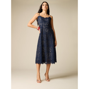 Oltre - Vestito midi in pizzo - Blu
