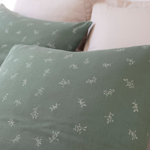 Parure housse de couette imprimé 100% gaze de coton - céleste