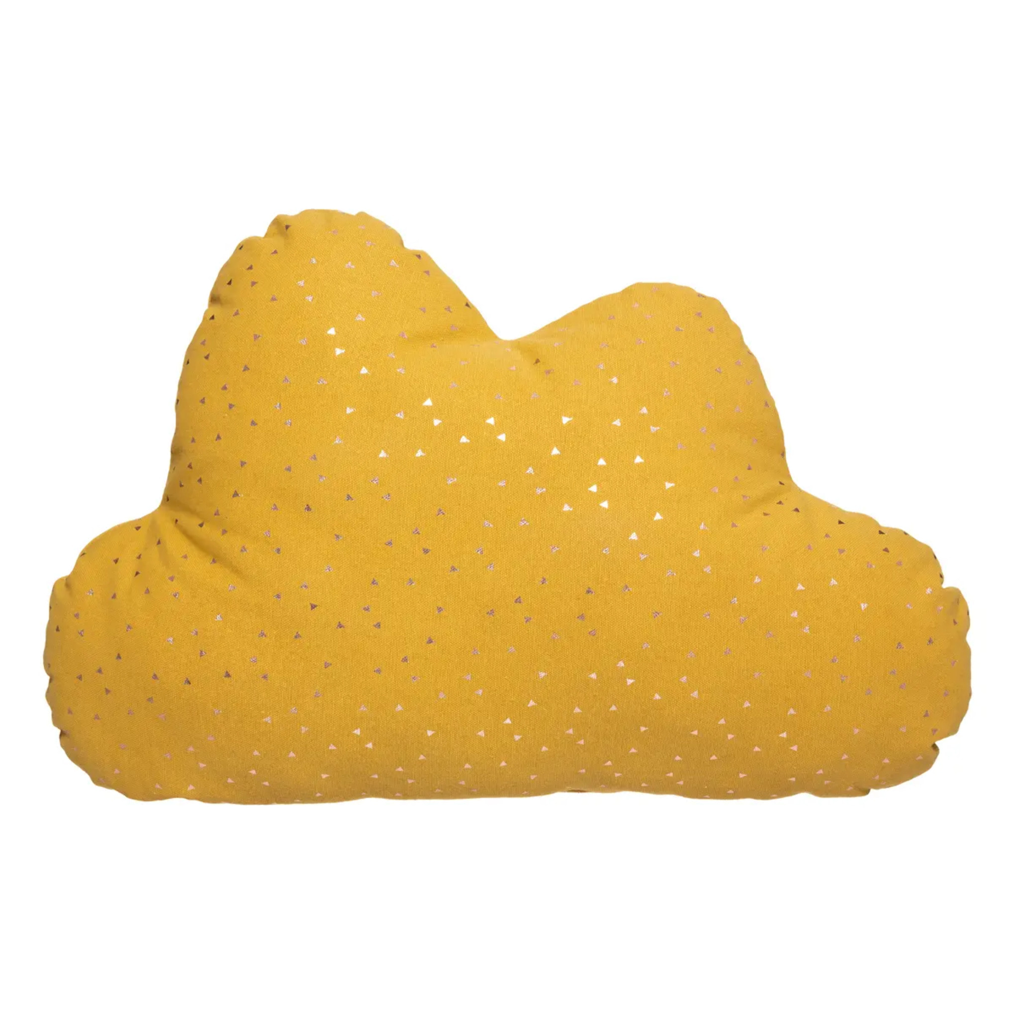 Coussin enfant "Berlingot" nuage - coton - jaune ocre - 45x28 cm