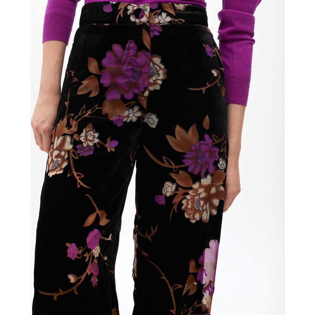 Pantalone Dritto Devoré Velluto Floreale