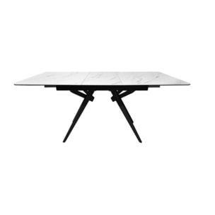 Table extensible céramique blanc et métal noir 130/170 cm - LUIGI