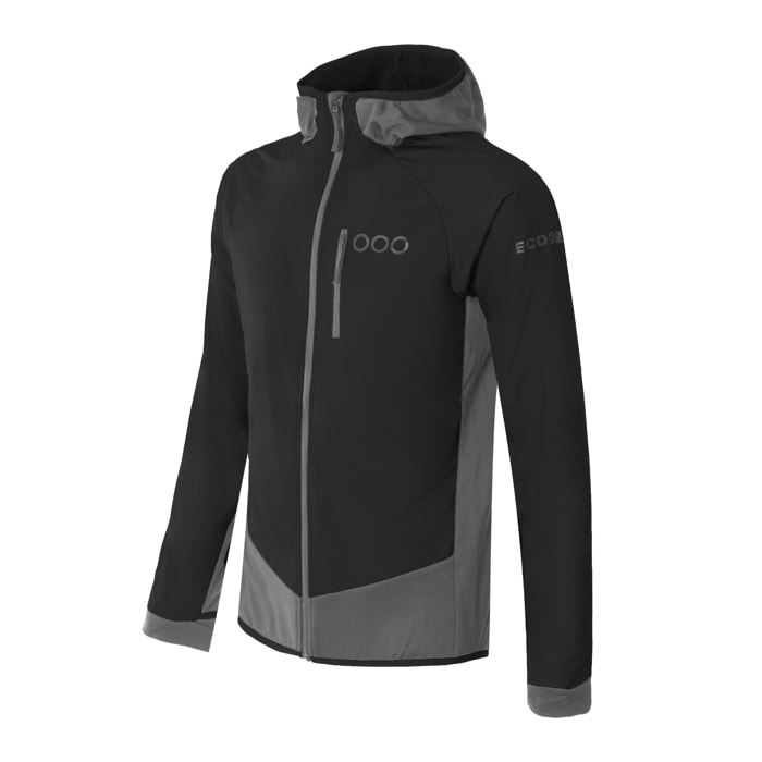 Giacca ibrida leggera isolante ECOActive con cappuccio, marchio ECOON - Nero / Grigio