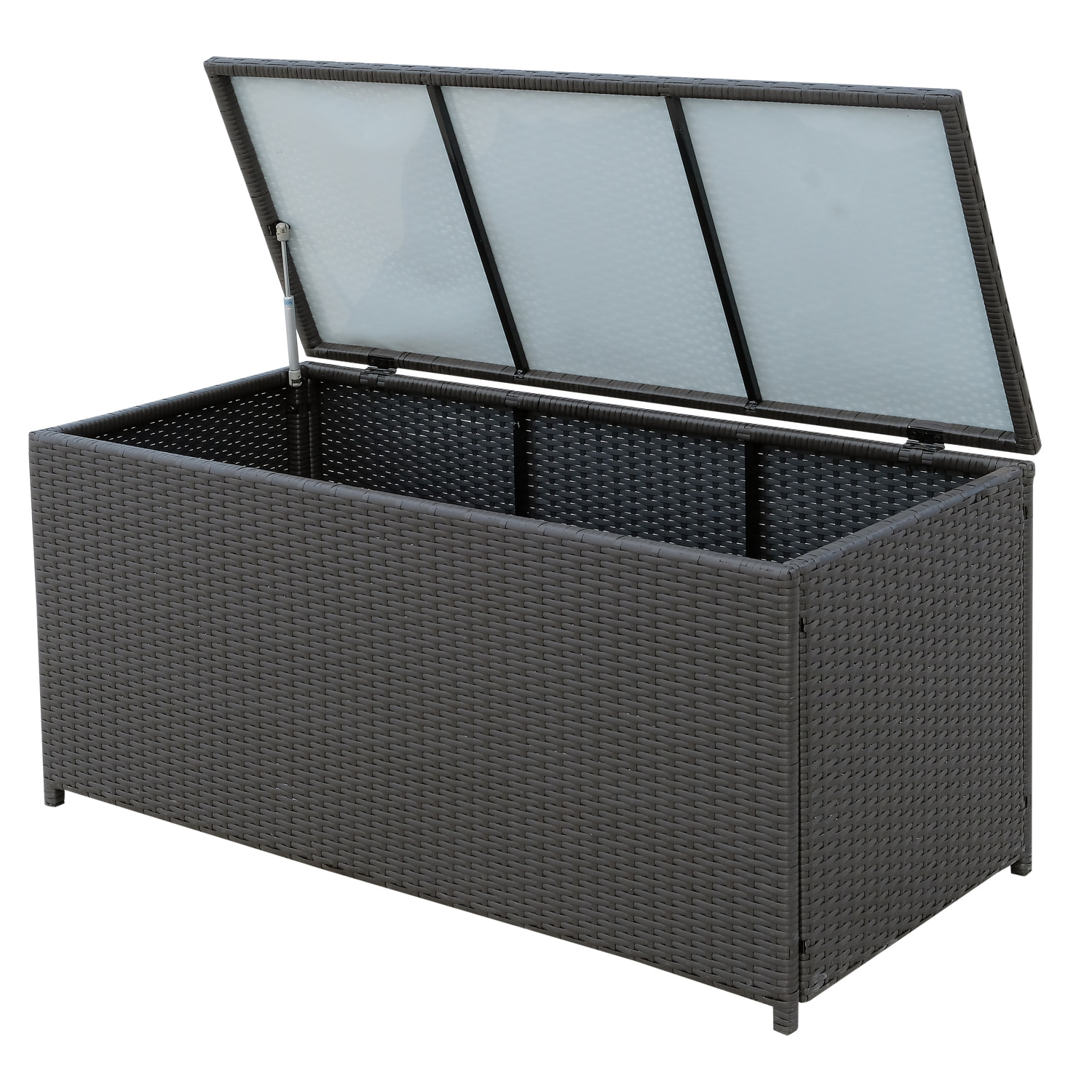 Coffre malle de rangement 118L x 54l x 59H cm résine tressée imitation rotin café foncé