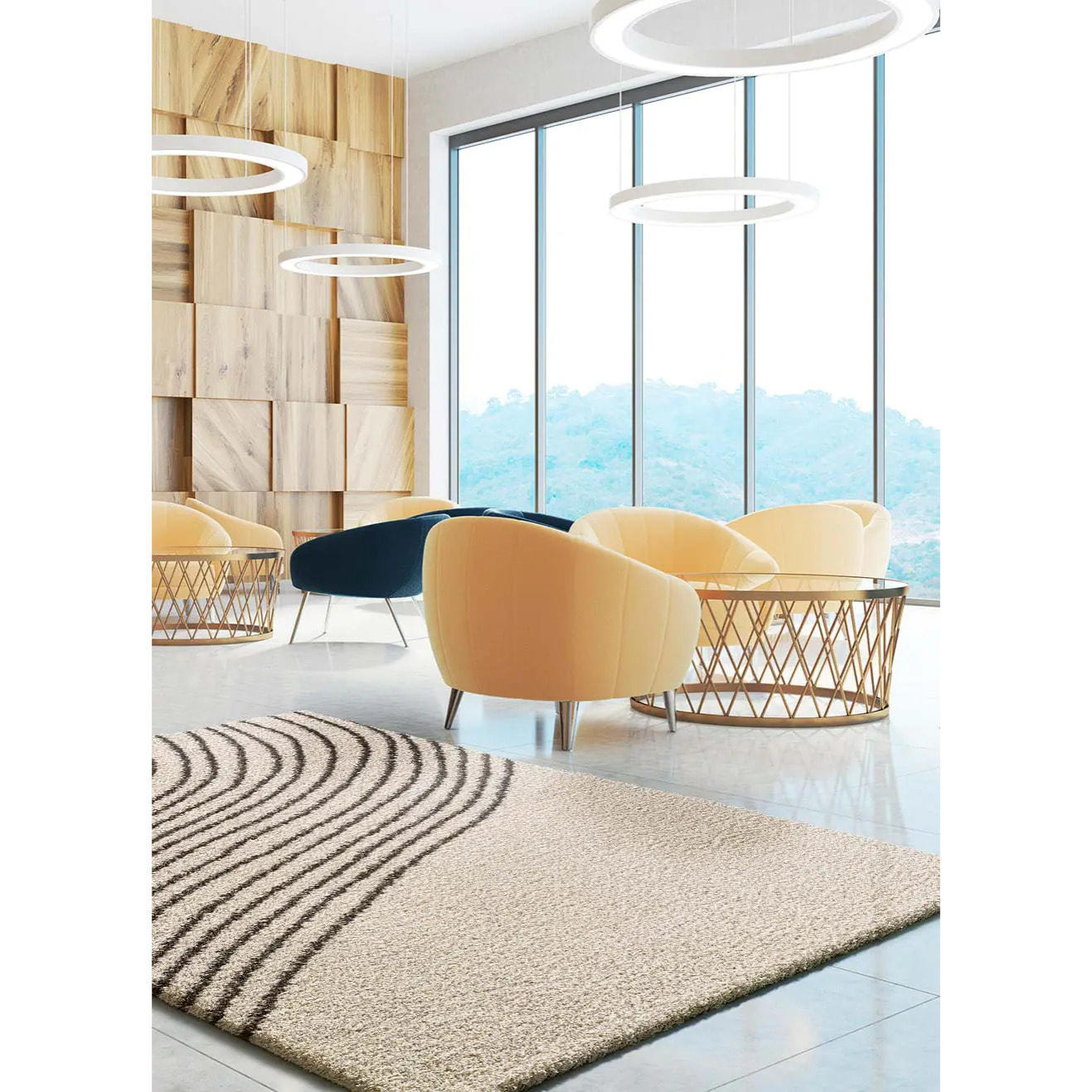 LUSH Alfombra shaggy abstracta blanco, varias medidas disponibles.