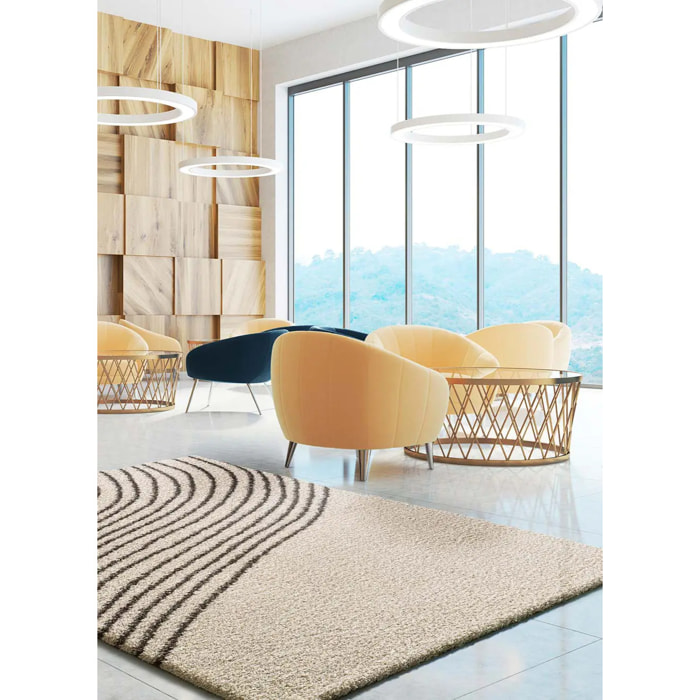 LUSH Alfombra shaggy abstracta blanco, varias medidas disponibles.