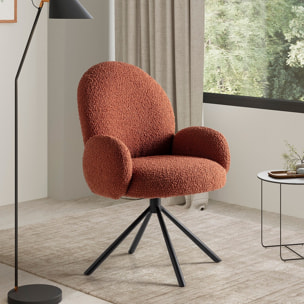 Fauteuil pivotant en tissu bouclé - OPALINE
