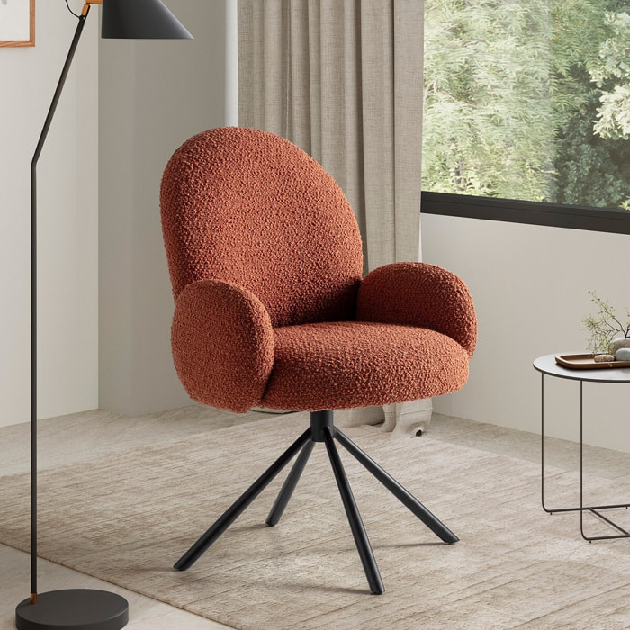 Fauteuil pivotant en tissu bouclé - OPALINE