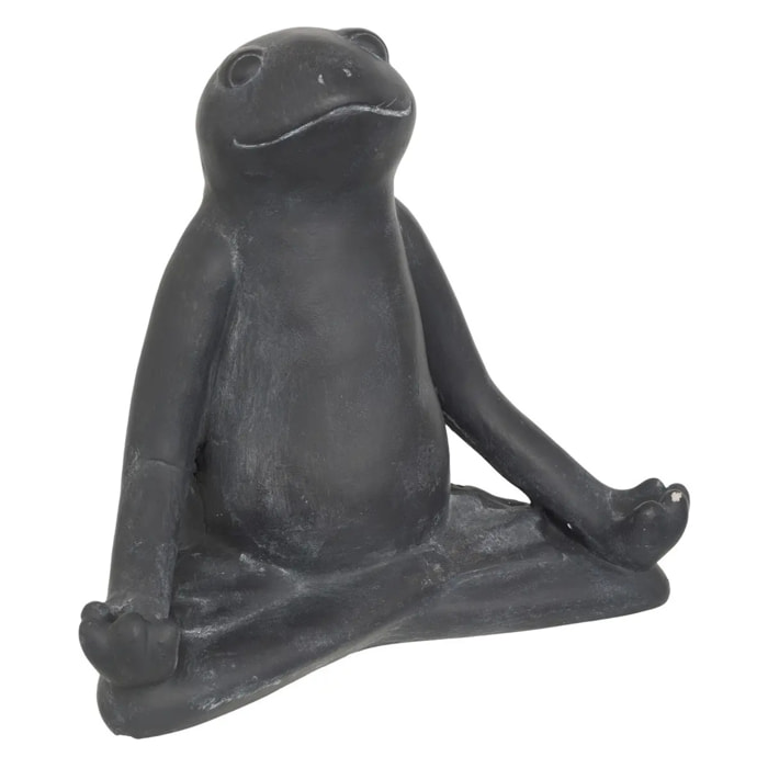Statuette d'extérieur grenouille Lia gris H18cm en ciment