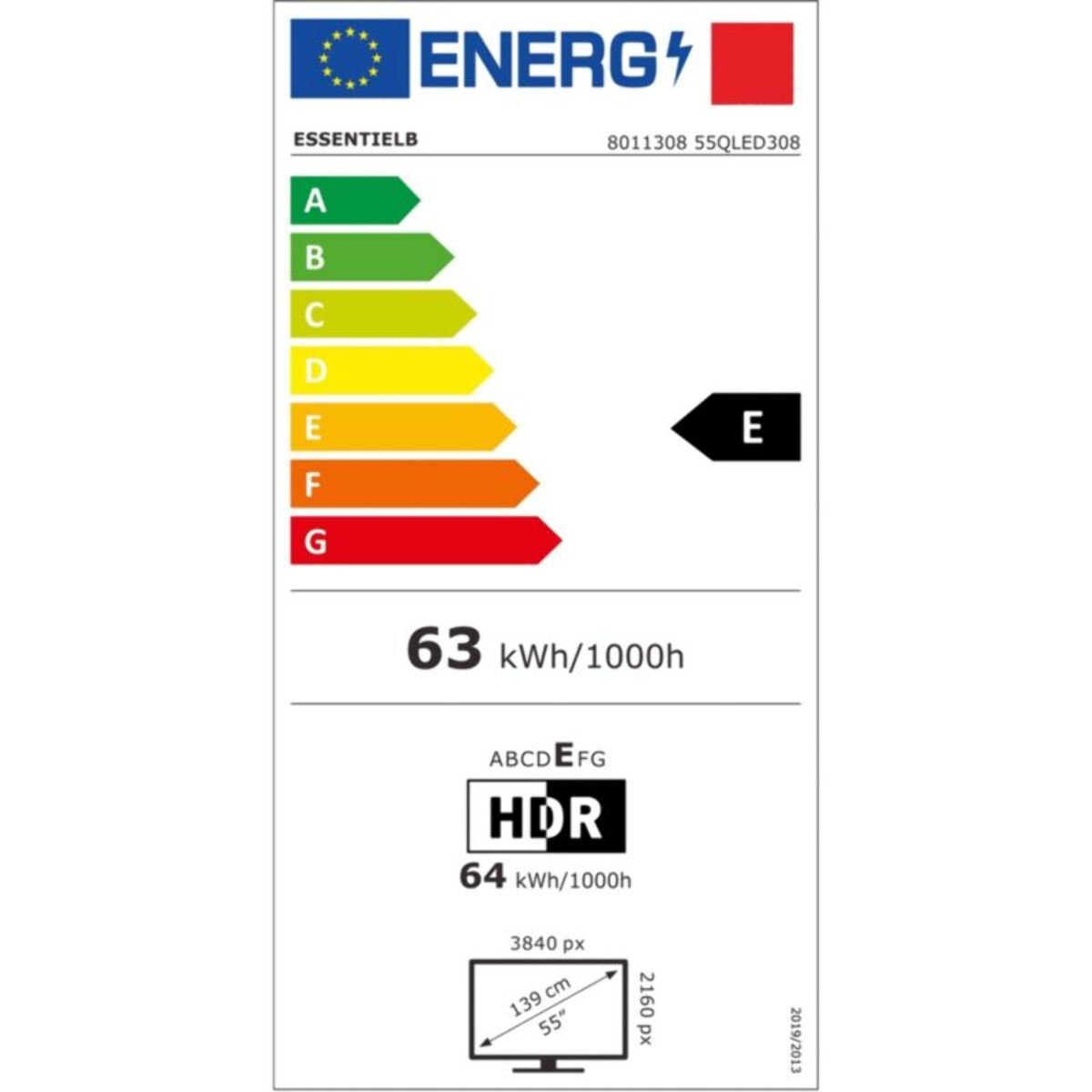 TV QLED ESSENTIELB 55QLED308-55 pouces (139cm)