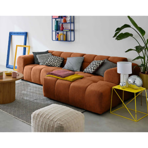 Ray - canapé d'angle droit - 4 places - en tissu texturé - Rouille