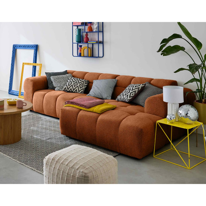 Ray - canapé d'angle droit - 4 places - en tissu texturé - Rouille