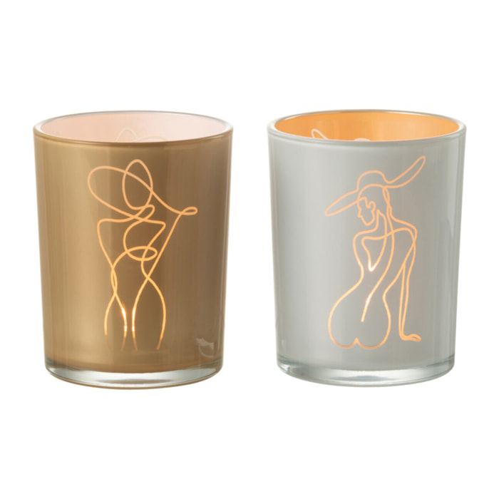 J-Line photophore Femme - verre - mix - medium - 2 pcs