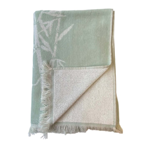 Serviette de plage éponge velours Jacquard avec franges Bamboo 90x170 390g/m²