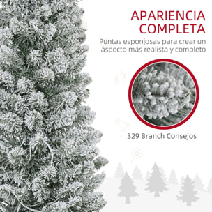 Árbol de Navidad 180 cm Árbol de Navidad Artificial Nevado con 150 Luces LED 329 Ramas y Soporte de Metal Árbol de Navideño para Salón Verde y Blanco