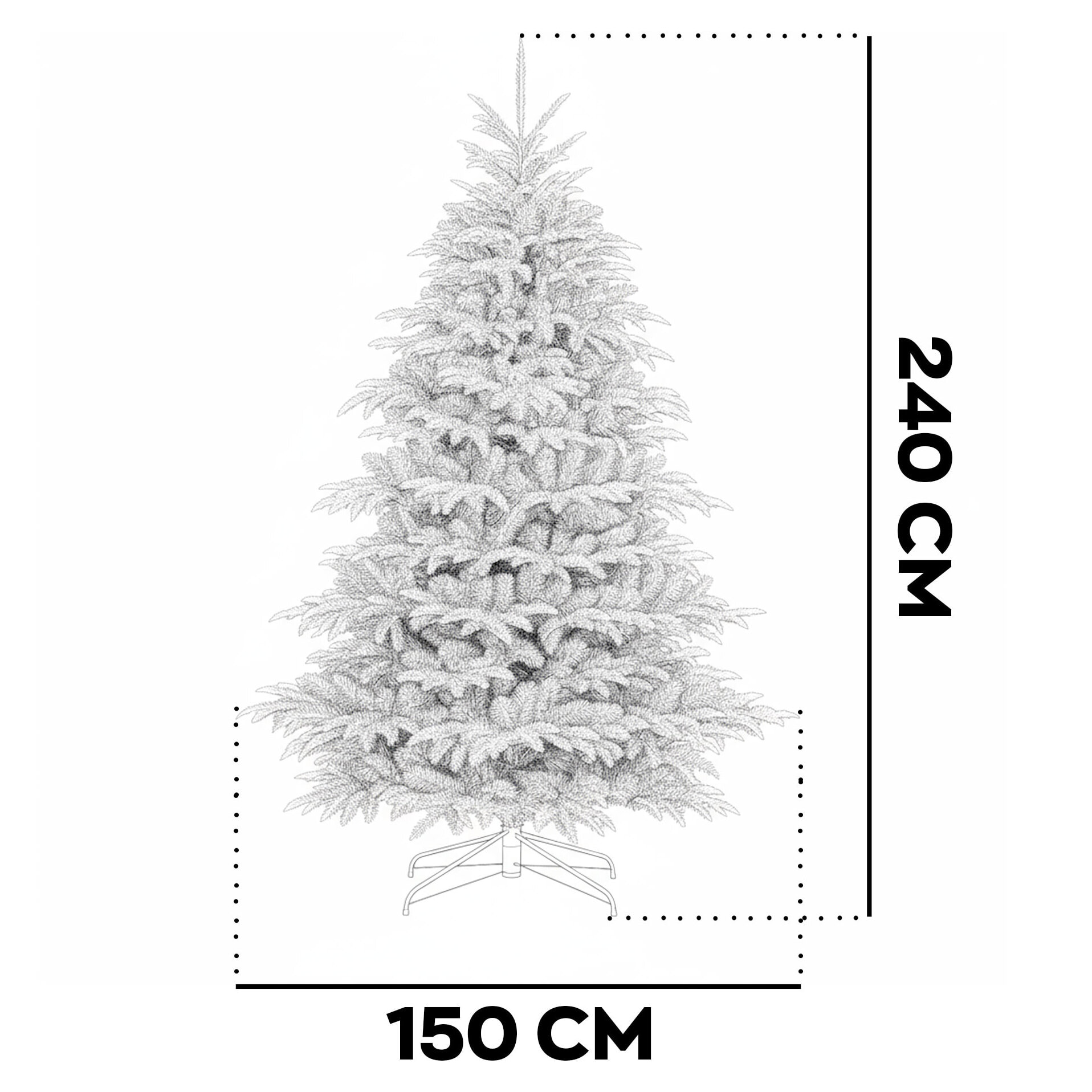 Wunorse - Albero di Natale Tradizionale in PE e PVC Ø150x240H cm, 1789 Punte