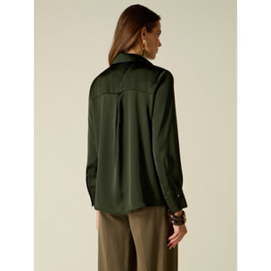 Oltre - Camicia in raso - Verde militare