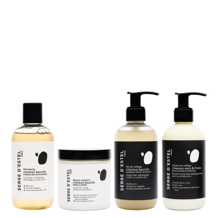 Cheveux Bouclés - Coffret Shampoing 250ml + 3 Produits