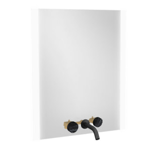 Miroir 3 trous 60 cm + mélangeur lavabo encastré 3 trous Grands Boulevards marbré orage et noir