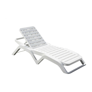 Lettino prendisole Anis, Sdraio da giardino regolabile, Lettino da esterno, 100 % Made in Italy, 192x72h100 cm, Bianco