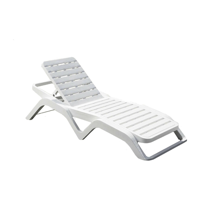 Lettino prendisole Anis, Sdraio da giardino regolabile, Lettino da esterno, 100 % Made in Italy, 192x72h100 cm, Bianco