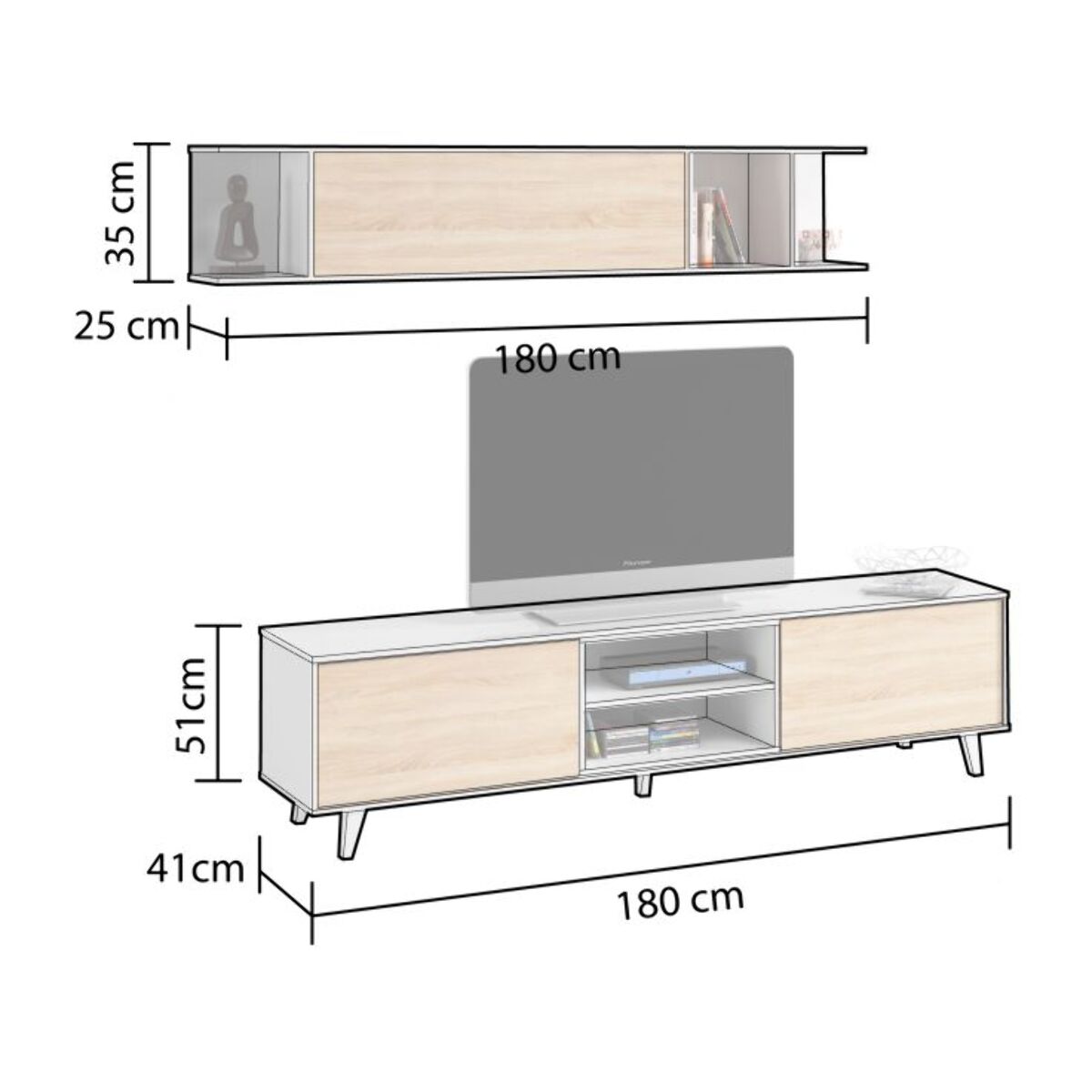 Salón Niva Blanco Brillo - Roble Canadian