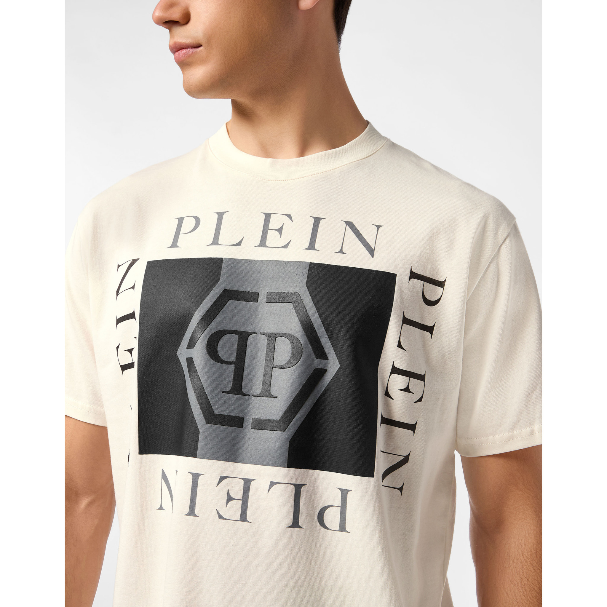 PHILIPP PLEIN Camiseta de cuello redondo y manga corta HEXAGON