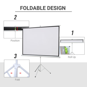 Pantalla de Proyector 84 Pulgadas Plegable 4:3 con Altura Ajustable 171x128 cm