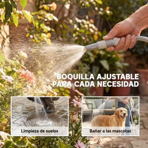 Enrollador de Manguera para Jardín 10+1 m con Boquilla de 2 Modos, Carrete de Manguera de Jardín de Pared con Bloqueo Automático y Retracción Controlada, Soporte Orientable 180°, Gris