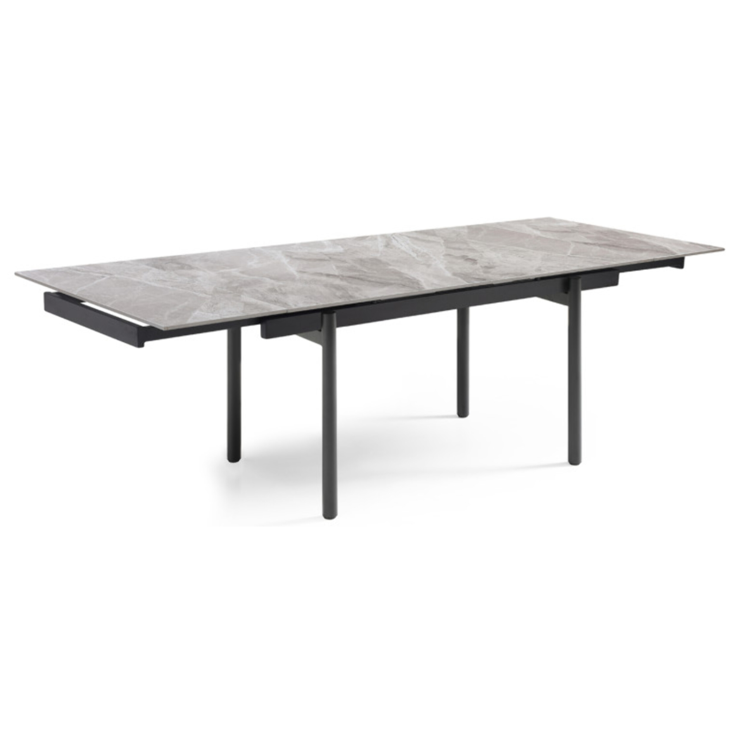 Table extensible céramique gris marbré 180/260 cm - 8 piètements - UNIK