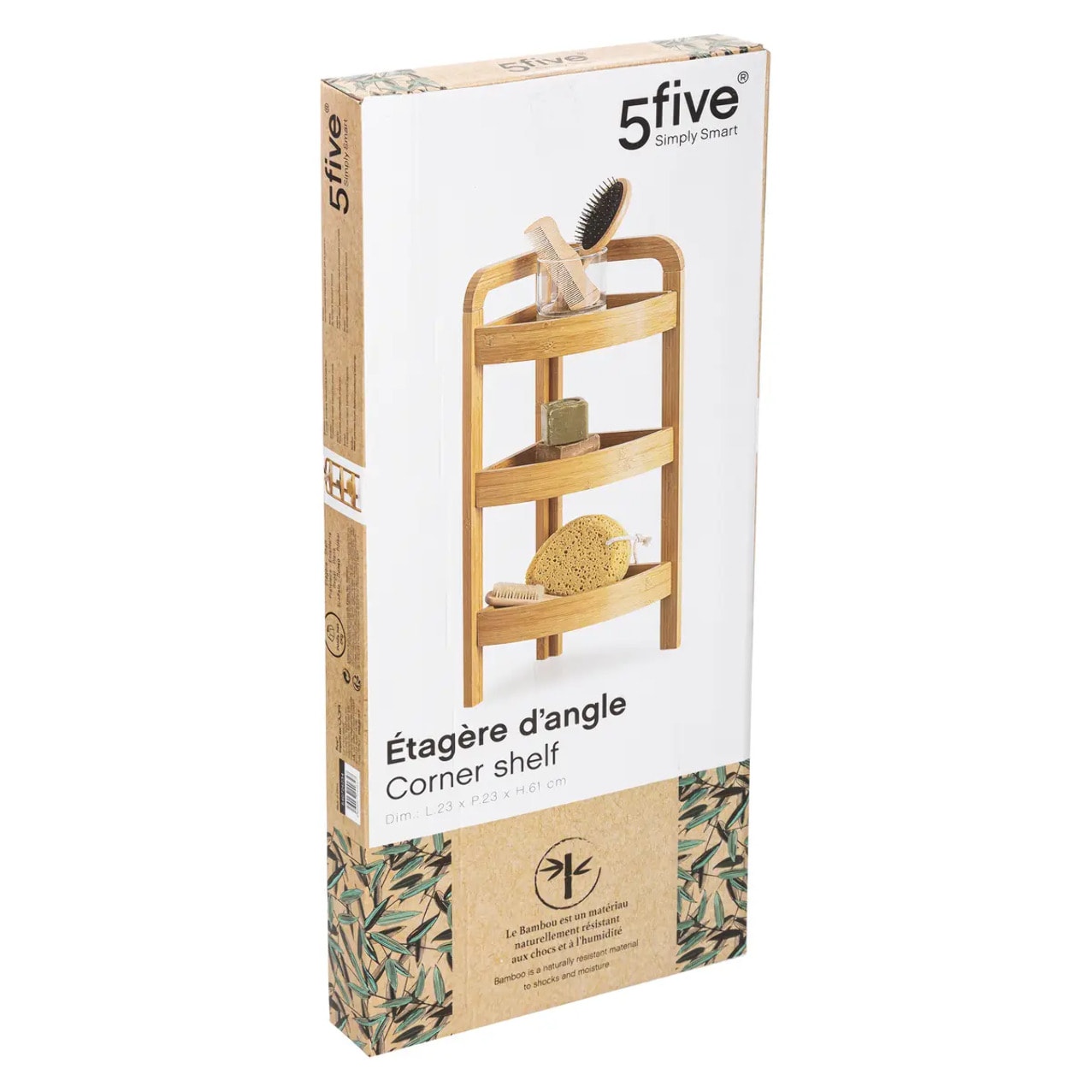 Étagère d'angle 3 niveaux 23cm bambou