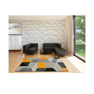 LEO Alfombra geométrica de pelo corto gris, varias medidas disponibles.