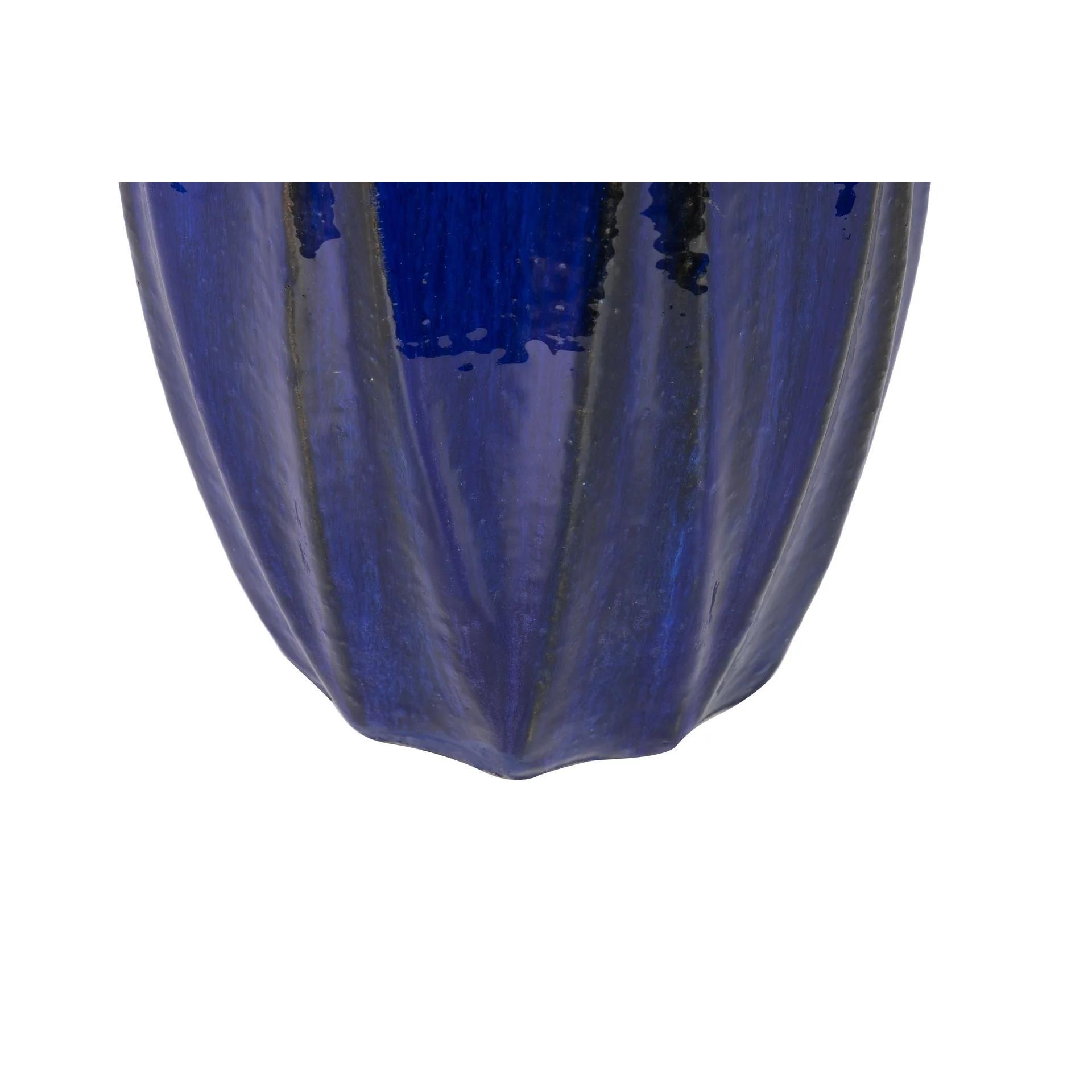 Macetero Gres Azul Exterior 39x39x56 Cm