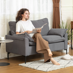 Sofá de 2 Plazas, Tapizado en Terciopelo, Sofá Moderno con Patas de Metal, Reposabrazos Acolchado, para Salón, Dormitorio, Oficina, Sala de Estar, 130x77x84 cm, Gris