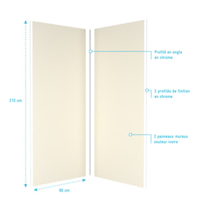 Pack 2 Panneaux muraux Ivoire 90x210cm avec Profilés Chrome - WALL'IT