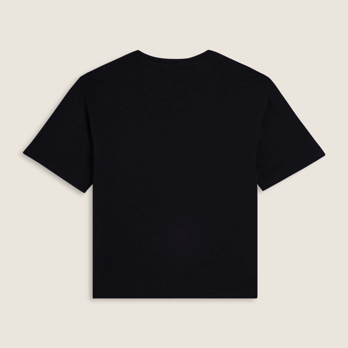 T-shirt cropped con spacchi laterali e stampa tagliata