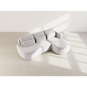 Mahina - canapé d'angle droit 4 places convertible avec coffre en velours côtelé - Gris clair