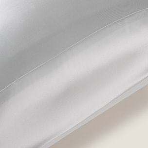 Funda de almohada seda y algodón satén 300 hilos Silkcot color gris plata Seda