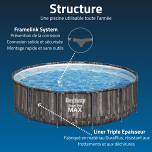 Bestway Piscine hors sol tubulaire ronde Bestway Steel Pro Max 427 x 107 cm décor bois