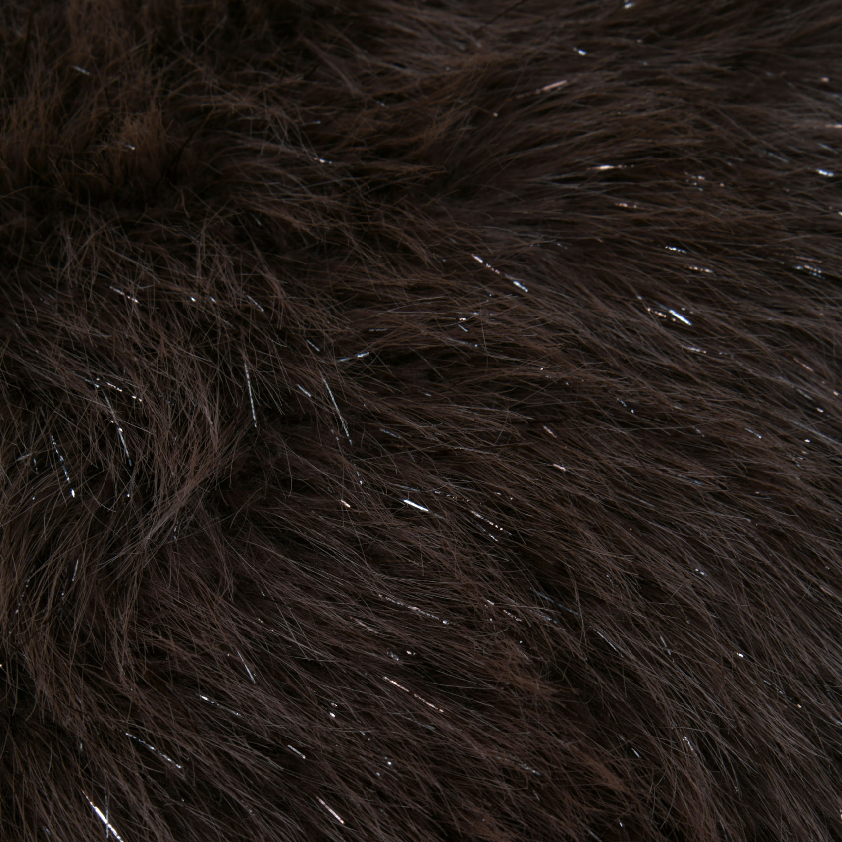 Coussin rond à poils longs - Marron Brun
